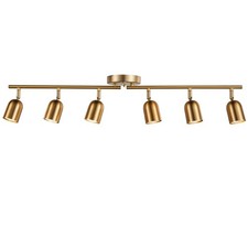 6 Light Track Lighting Kit, Matt Brass Finish Adjustable with Moden Flush Mou...