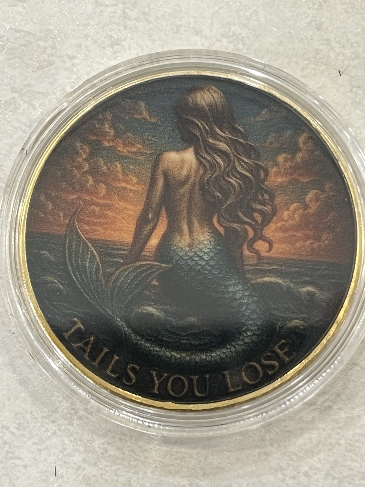 Naughty Sexy women HEADS I WIN Mermaid Flip Coin Collectible Colorized Capsuled