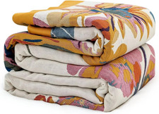 Boho Throw Blanket 60"X80" 100 Cotton for Couch Bed, Summer Quilt 100 Cotton