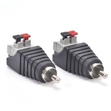 2x Speaker Wire A/V Cable to Audio Male RCA Connector Adapter Jack Press Pl.zo