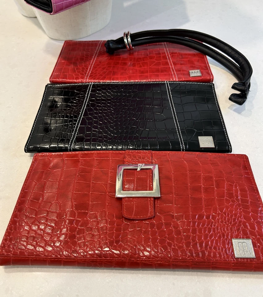 Miche Convertible Handbag Lot 4 Shells Faux Croc Pink Red Black 2 Handles - Image 4 of 4