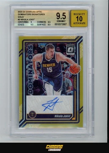 2023 Donruss Optic NIKOLA JOKIC /10 Auto Gold Prizm Dominators BGS 9.5 S1064