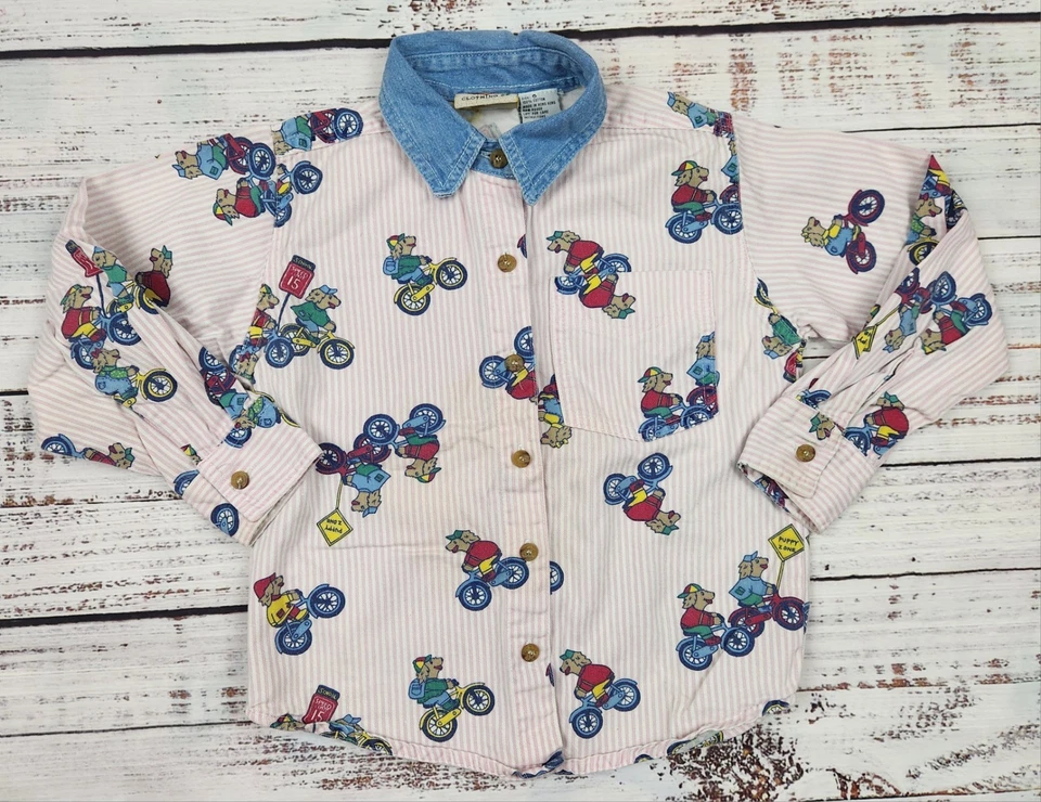 90s Vintage Route 66 Girls Western Collar Shirts Striped Dog & Cat Bundle Size 6 - Image 3 of 4