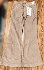 Simple Society Pants Women Size 0/24 - Low Rise Flare Corduroy Boho NWT Brown