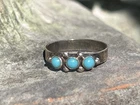 Vintage MEX 925 Sterling Silver Turquoise Ring Dainty Southwestern Size 4