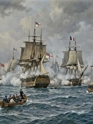 H.M.S VICTORY   AT THE BATTLE OF TRAFALGAR 10x8 INCH PRINT