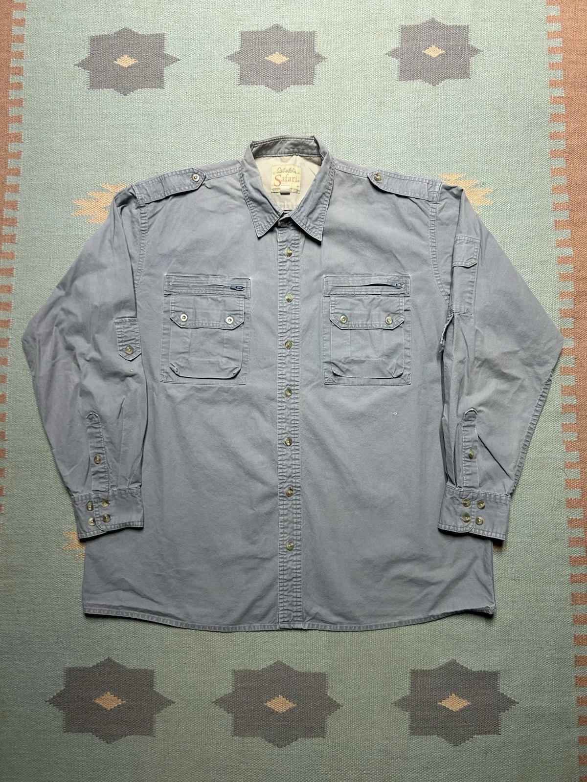 Cabelas long sleeve button shirt safari hiking fishing outdoor cotton XL tall