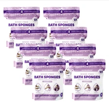 Scrubzz Rinse-Free Bath Sponges 8 Pack (200 Sheets) Lavender – No Rinse Wipes