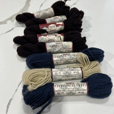 8 Vintage Dritz Needle Point Yarn. 40 Yd Skeins 100 Percent Virgin Wool.