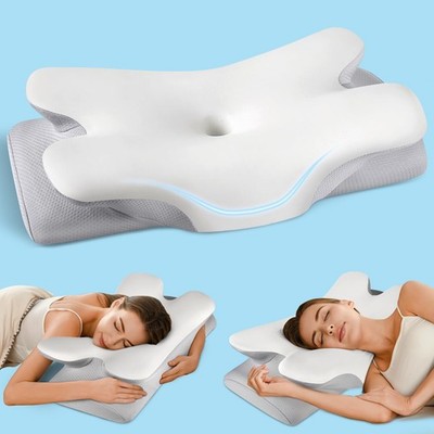 Cervical Neck Pillow for Pain Relief Sleeping, Cooling queen size, Grey 