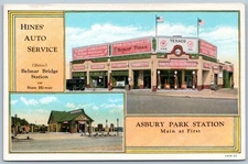 Postcard NJ Asbury Park New Jersey Hines Auto Service Texaco Gasoline C103