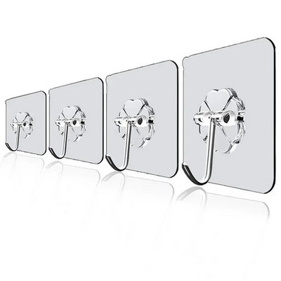 20-40pcs Adhesive Sticky Hooks Heavy Duty Clear Wall Seamless Hooks Hangers US
