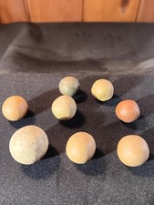 Eight Antique Pre Civil War Clay Marbles 9/16" to 3/4" A952