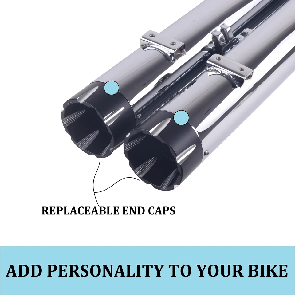 SHARKROAD 4" Slip On Mufflers Exhaust for Indian 2014-UP Chief Chrome - Image 4 of 4