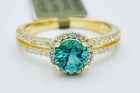GENUINE PARAIBA TOURMALINE & W/SAPPHIRE RING 14K YELLOW GOLD PLATED (.925) — photo 2
