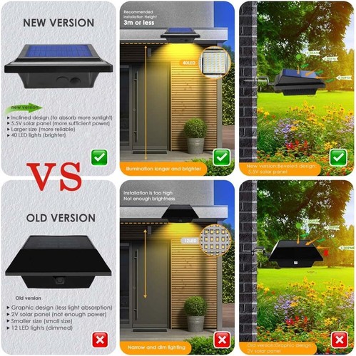 6x Solar Gutter Light 40LED Outdoor Solar Spotlight Light Garden Wall Yard Lamp - Bild 10 von 11
