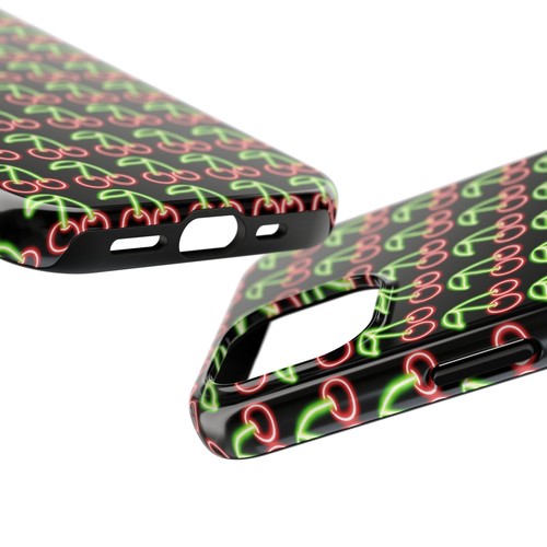 Funda de teléfono de protección resistente elegante con cerezas brillantes de neón para iPhones y Samsung - Imagen 4 de 108