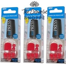 Kiss ImPress Press-On Pedicure Muted Red Toen...
