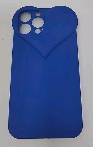 Compatible with Phone 13 Pro Max Case Blue Silicone Soft TPU Heart - Picture 7 of 17