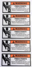 (Lot of 5) Warning Pinch Points Label Safety Decal Keep Hands Out 4.25" x 1.75"