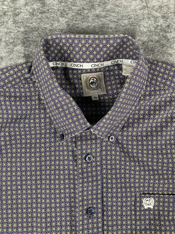 Camisa Cinch Para Hombres XL Estampado Geométrico Púrpura Occidental Manga Larga Con Botones Foto 2 de 4