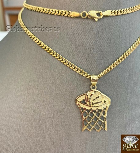 10k Gold Basketball Pendant with Miami 
