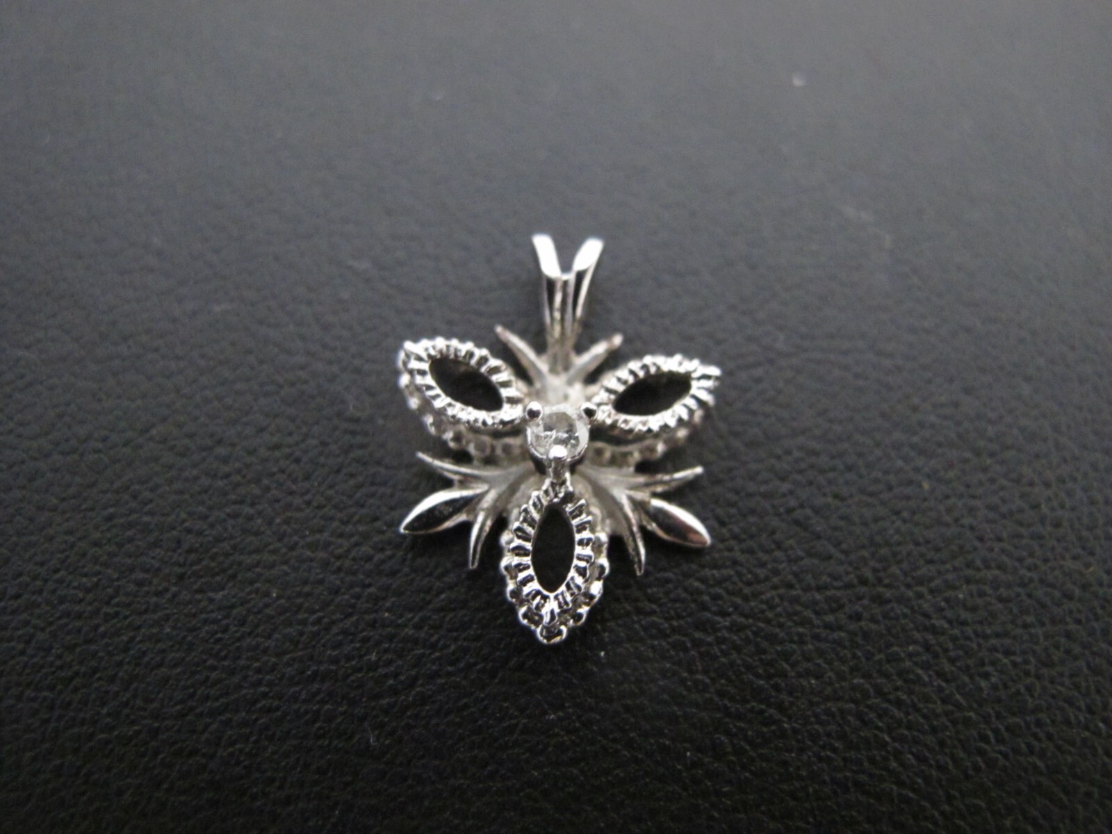 Small STERLING Silver Tiny Diamond SNOWFLAKE Neck… - image 1