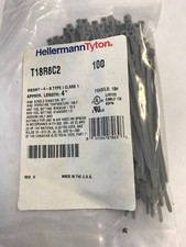 Hellermann Tyton T18R8C2 Gray 4β Zipties 100ct. Made In USA