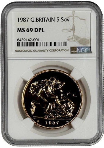 1987 Great Britain 5 Sovereign MS 69 DPL NGC Gold 1.177 oz Coin 5694 Made