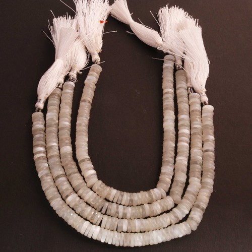 1 Strand White Moonstone Faceted Heishi Rondelles- White Moonstone Wheel 7mm - Picture 2 of 4