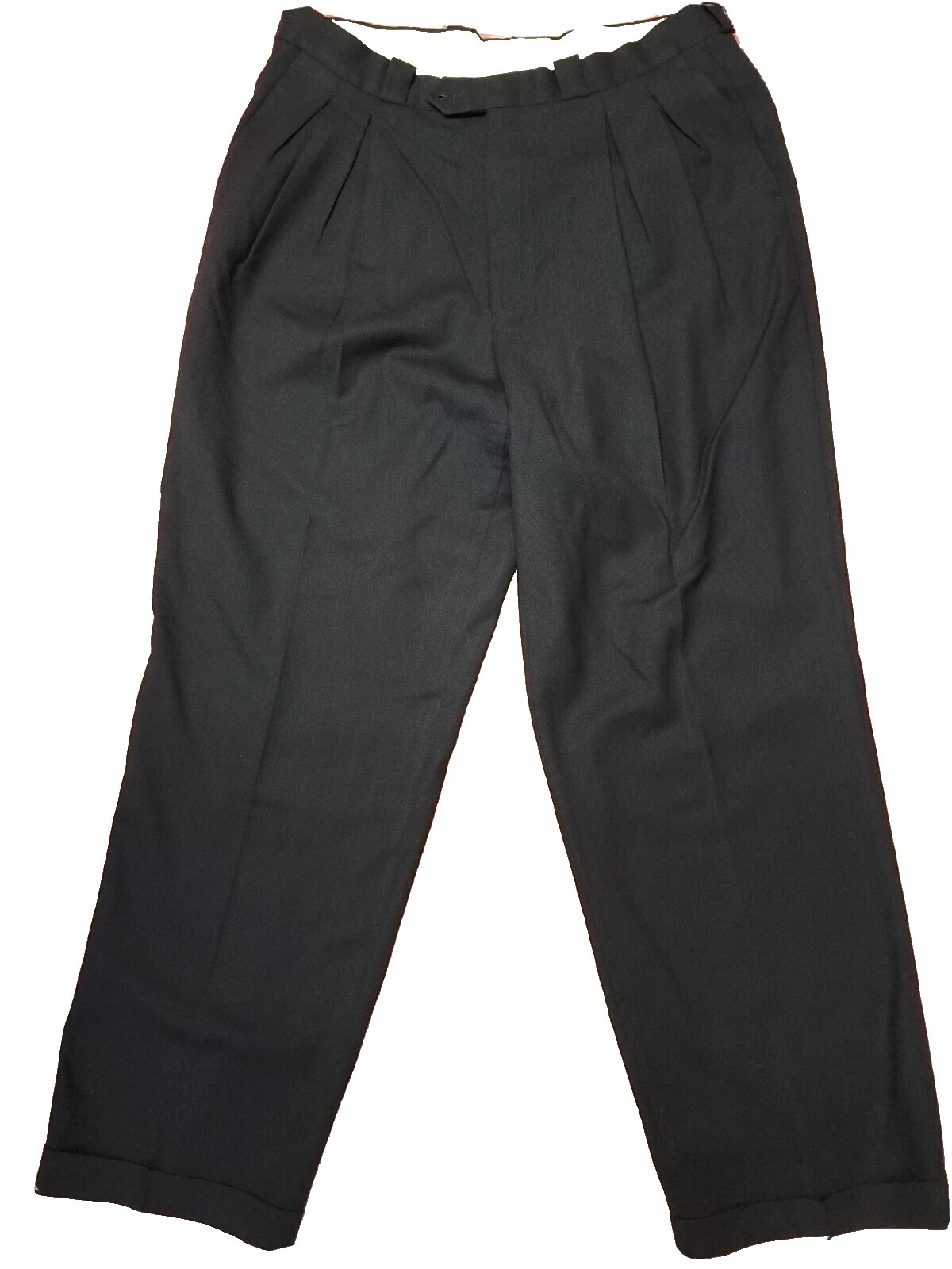 Black Regular Size 100% Wool Vintage Pants for Men