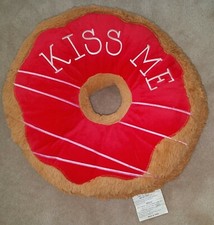 BIG Kiss Me Donut Plush Valentine's Day Stuffed Animal Toy Brown Red Soft Pillow