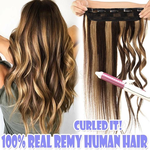 Brazilian 100% Remy Human Hair Extensions One Piece Piece Weft Half Head THICK - Picture 12 of 73