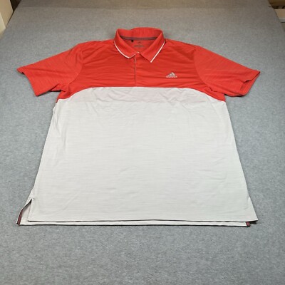 Adidas Golf Polo Mens XL Color Block Orange/Light Gray
