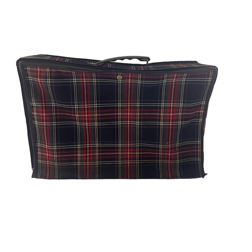 Vintage Karo Koffer rot schwarz Reisegepäck Softcase Hipster Mod Handgepäck