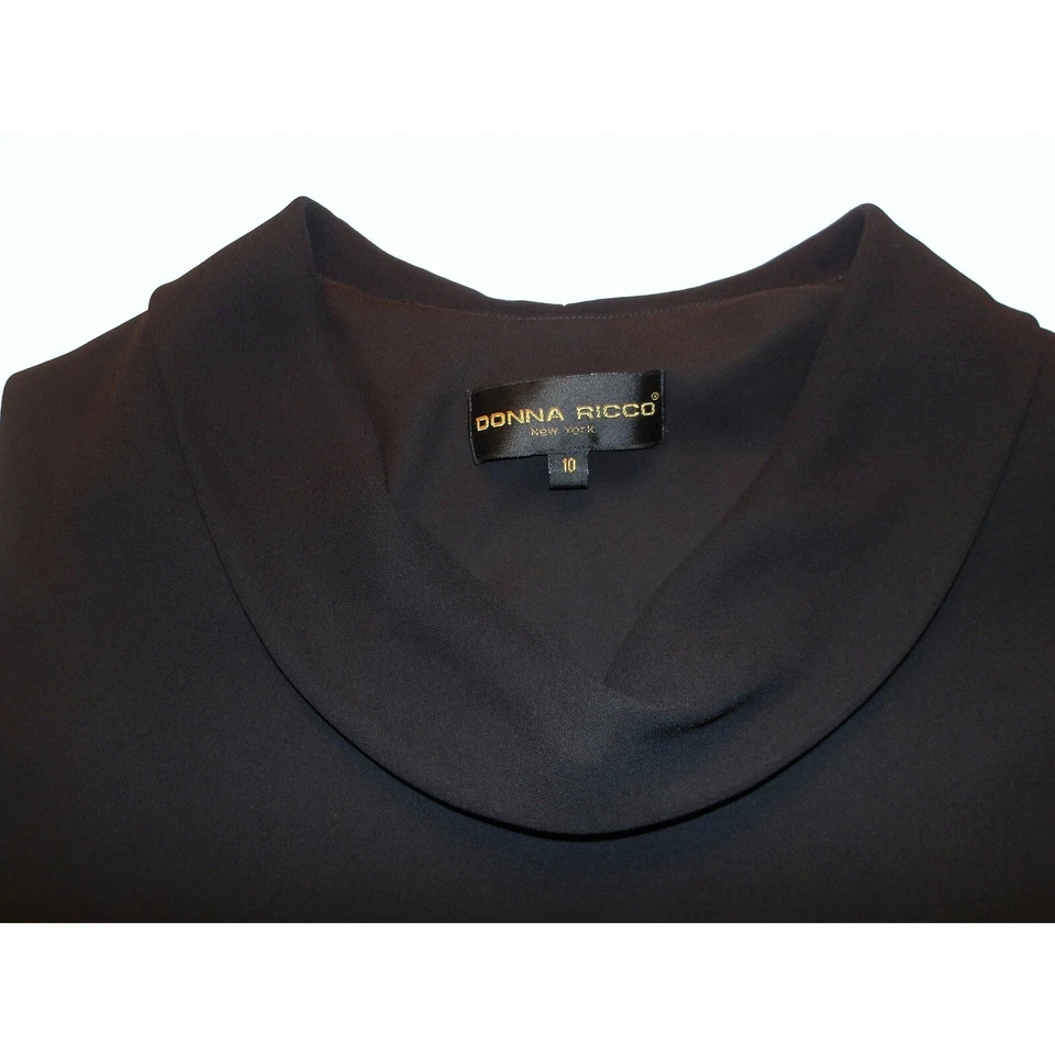 Blusa Donna Ricco Capucha Cuello Sin Mangas Elegante Top Negra Carrera Talla 10/#5308 Foto 2 de 3