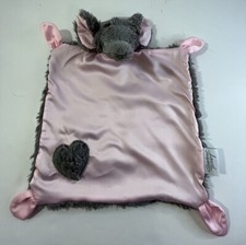 Stephan Baby Grey Elephant Pink Satin Lining Plush Heart Lovey Blanket