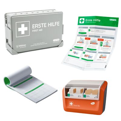 Betriebsverbandkasten grau DIN 13157, Komplettpaket Premium, inkl WERO Smart Box