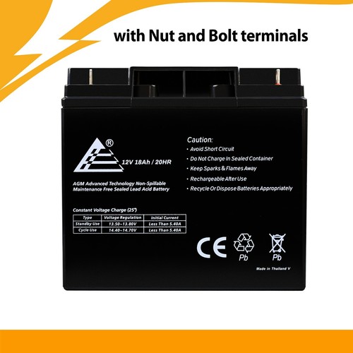 12V 18Ah SLA Sealed Lead Acid Replacement Battery for Universal Battery UB12180 - Picture 4 of 6