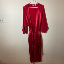 Victorias Secret Vintage Gold Label Red Tie Waist Sheer Sleeve Robe size...