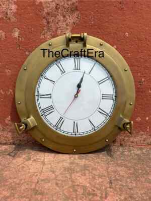 12'' Wall Décor Clock, Porthole Wall Clock, Maritime Porthole Clock For Wall Déco
