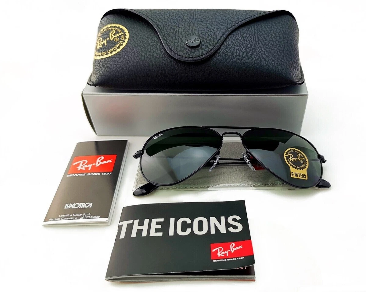 Ray Ban-Aviator Sunglasses Rayban Black RB3025 L2823 58 mm classic sun  glasses!.