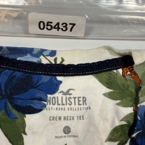 Hollister Mens Size L White Floral Cotton Short Sleeve Crew-Neck T-Shirt - Picture 10 of 10