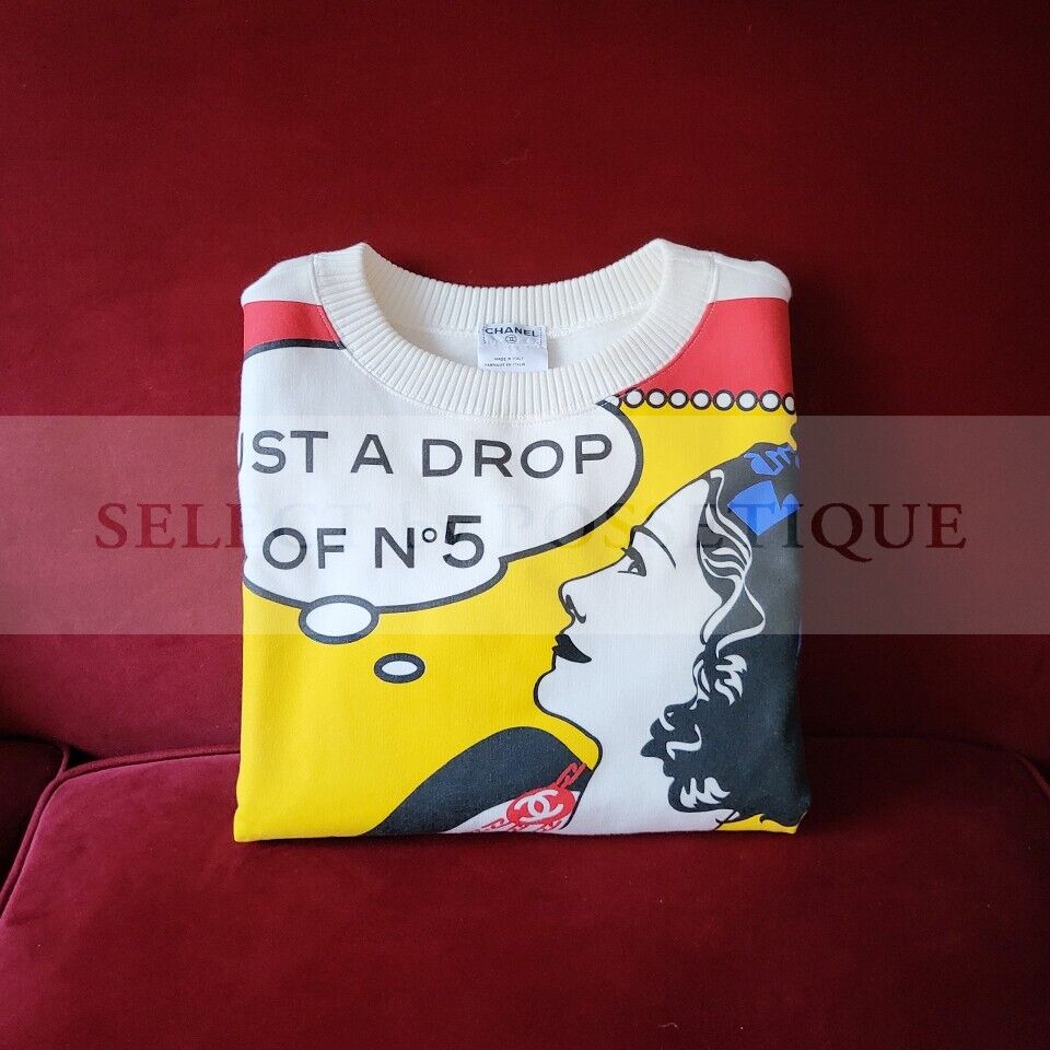 NWOT VINTAGE CHANEL 01A JUST A DROP OF NO.5 SWEATSHIRT FR38 NWOT VINTAGE CHANEL 01A JUST A DROP OF NO.5 SWEATSHIRT FR38