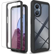 For OnePlus Nord N20 Simplicity Frame Clear Case Cover Glass Protector Pink