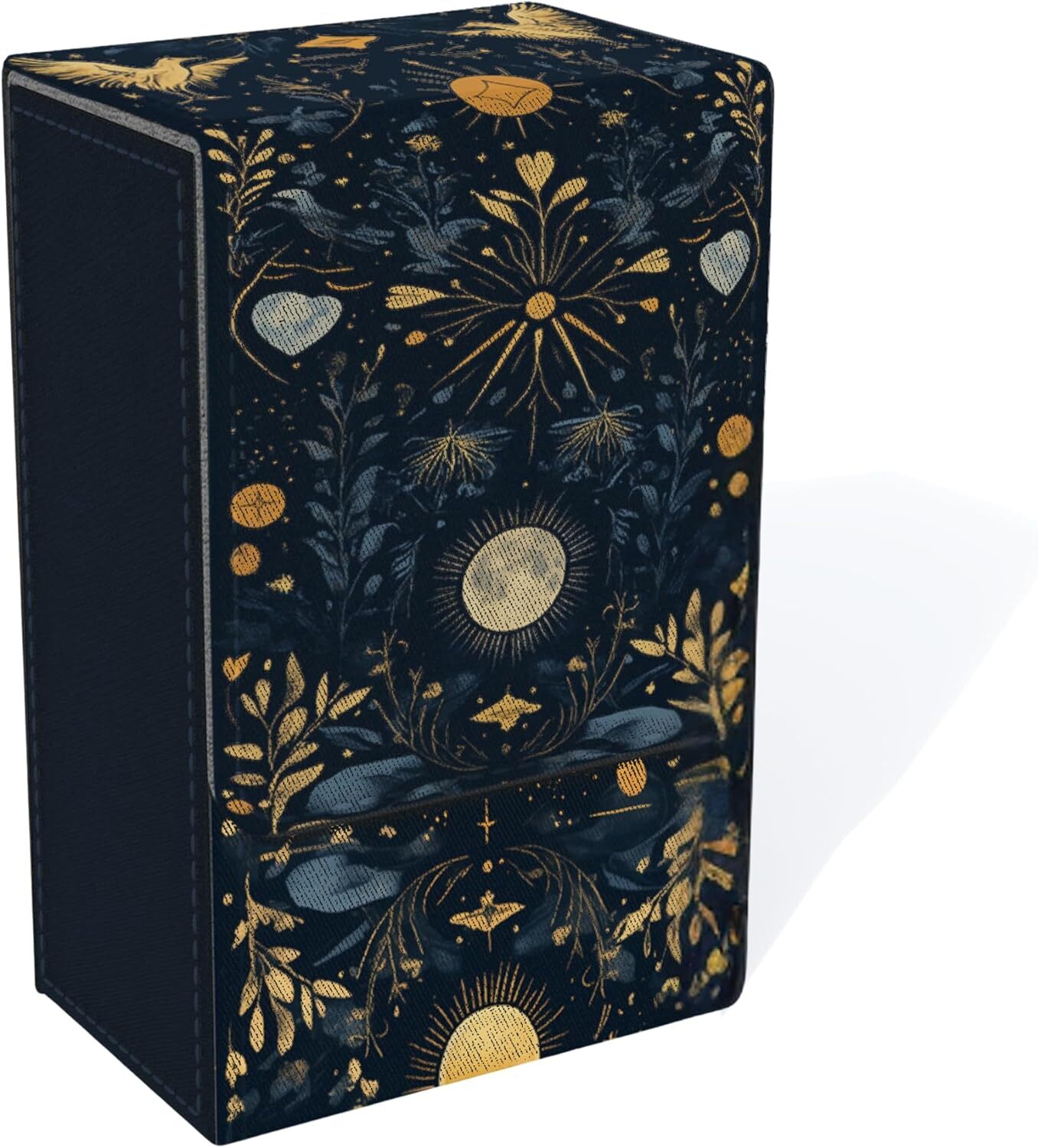 Elegant Grey Tarot Card Holder with Magnetic Lid & Fold-Top Design-image