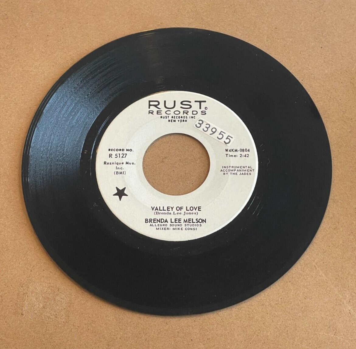 BRENDA LEE MELSON VALLEY OF LOVE/THE LOVE GAME RUST PROMO 45 5127
