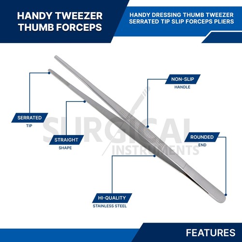 10 Pcs Handy 10" Extra-Long Tweezers Instruments Thumb Forceps German Grade - Picture 3 of 7