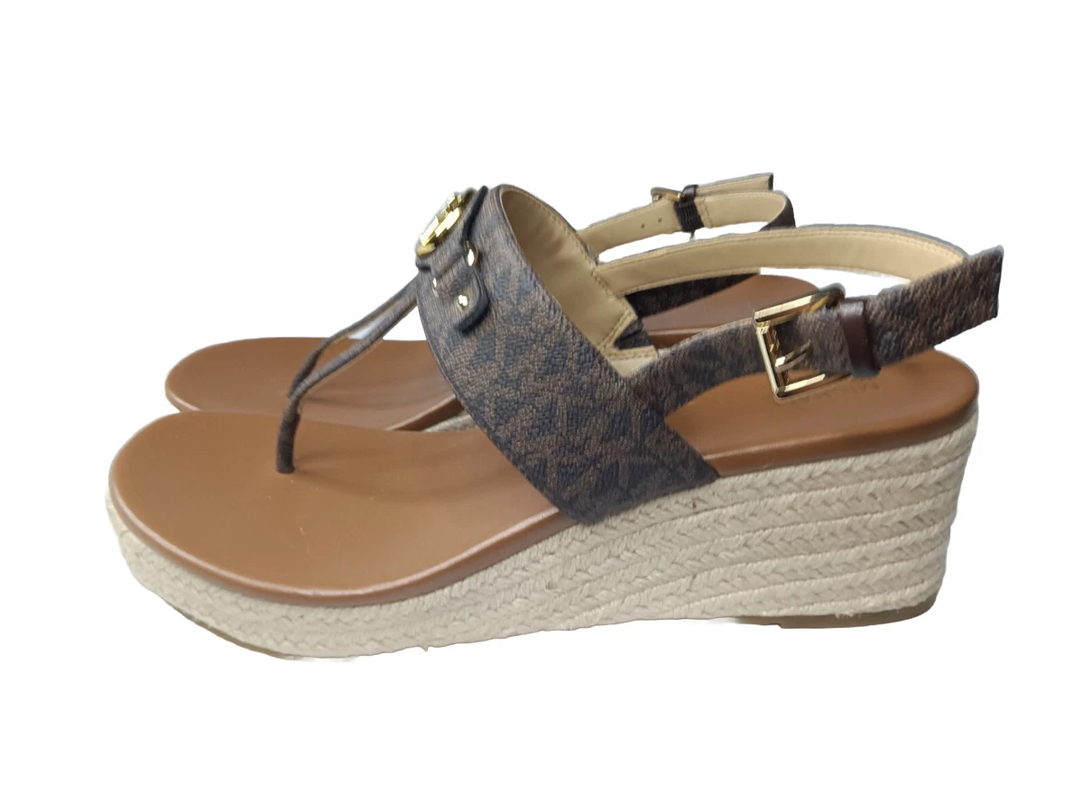 Michael Kors Camila Wedge Sandal MK Signature Vanilla Size 11