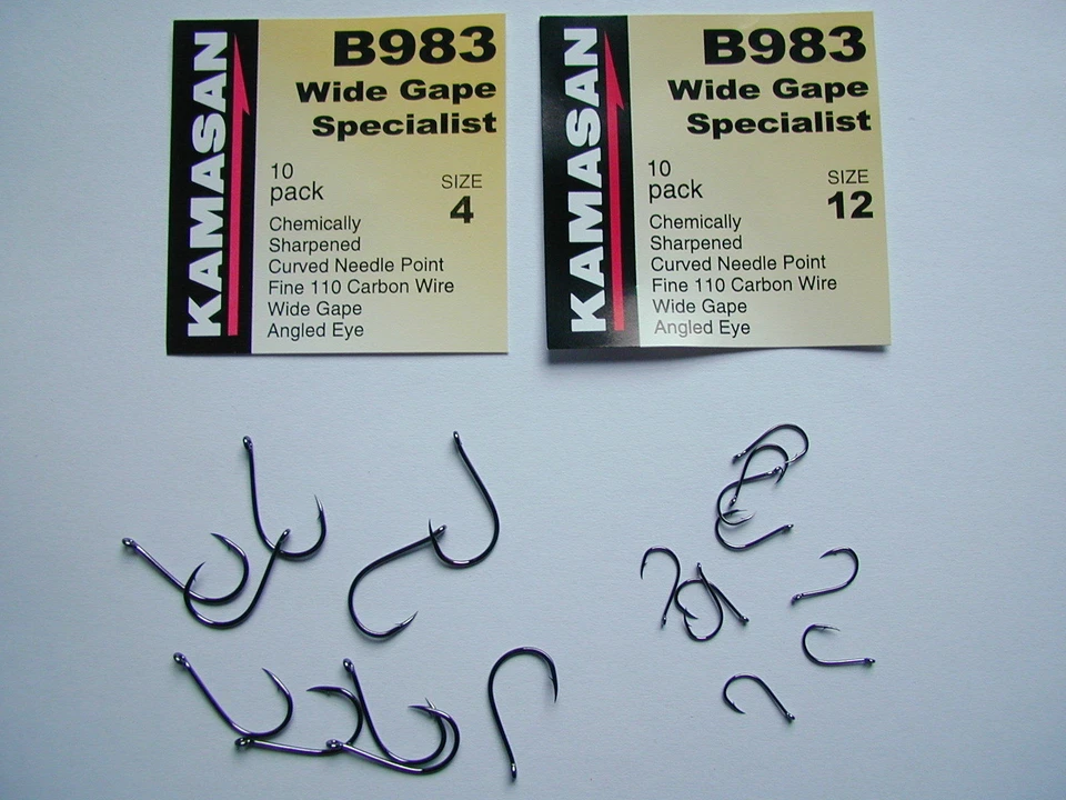 Kamasan B983 Haken - Größen 4, 6, 8, 10, 12, 14, 16, Öhr-Haken, Angelhaken, Hook